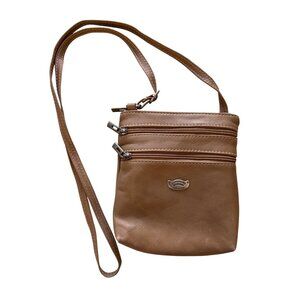 LArtigiano Borse Tan Leather Crossbody Bag With Multiple Zipper Pockets